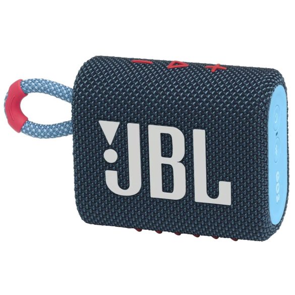 Bluetooth hordozható hangszóró, 4.2W, v5.1, felakasztható, vízálló, JBL Go 3, kék/rózsaszín