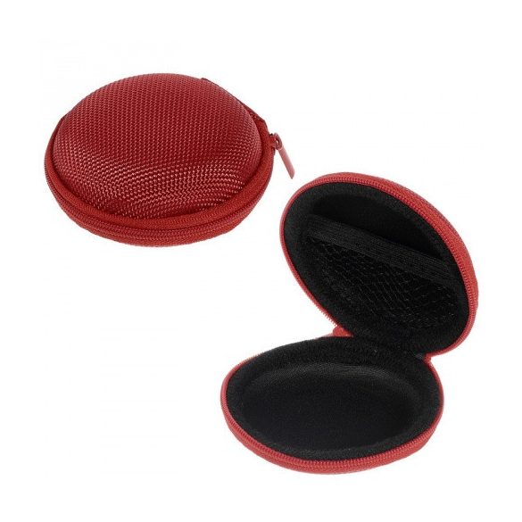 Univerzális fülhallgató tartó / headset tartó, 80 x 30 mm, cipzáros, piros