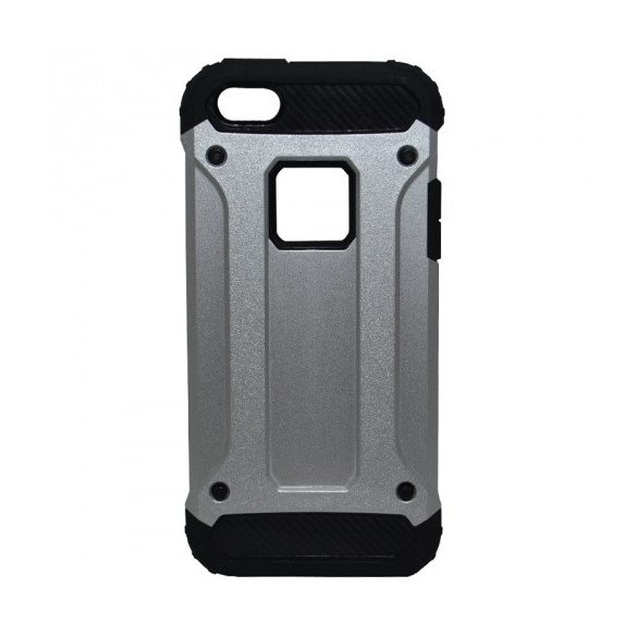 Apple iPhone 5 / 5S / SE, Műanyag hátlap védőtok, Defender, fémhatású, ezüst