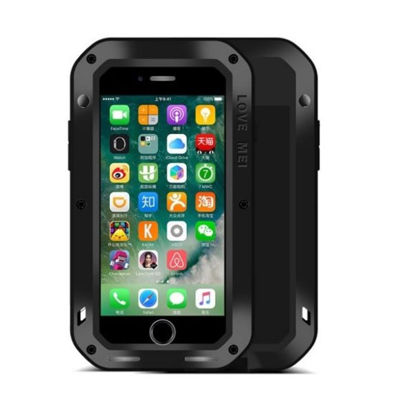 Apple iPhone 7 / 8 / SE (2020) / SE (2022), TPU szilikon tok, Love Mei Powerful Defender, ütésálló, fekete