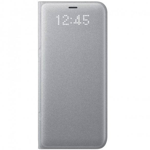 Samsung Galaxy S8 SM-G950, Oldalra nyíló tok, LED kijelzővel, ezüst, gyári