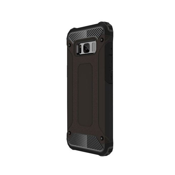 Samsung Galaxy S8 Plus SM-G955, Műanyag hátlap védőtok, Defender, fémhatású, fekete