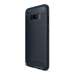 Samsung Galaxy S8 SM-G950, TPU szilikon tok, közepesen ütésálló, szálcsiszolt, karbon minta, sötétkék
