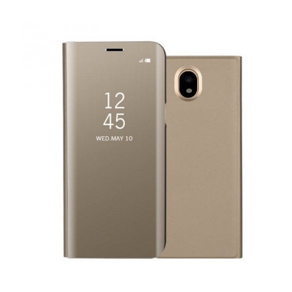 Samsung Galaxy J5 (2017) SM-J530F, Oldalra nyíló tok, hívás mutatóval, Smart View Cover, arany (utángyártott)