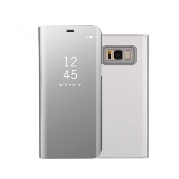 Samsung Galaxy S8 SM-G950, Oldalra nyíló tok, hívás mutatóval, Smart View Cover, ezüst (utángyártott)