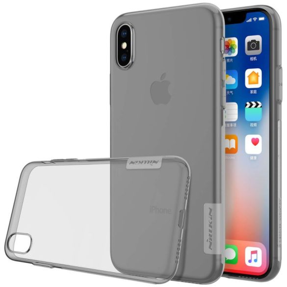 Apple iPhone X / XS, TPU szilikon tok, Nillkin Nature, ultravékony, szürke