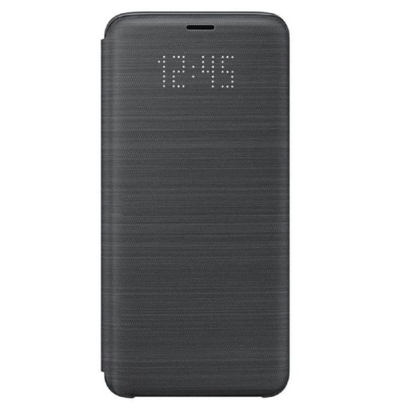 Samsung Galaxy S9 SM-G960, Oldalra nyíló tok, LED kijelzővel, fekete, gyári