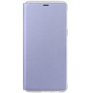 Samsung Galaxy A8 (2018) SM-A530F, Oldalra nyíló tok, akkufedél, neon értesítő csíkkal, lila, gyári
