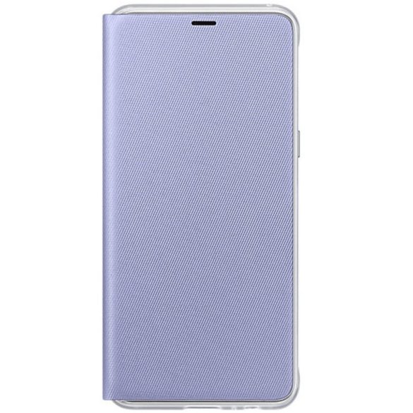 Samsung Galaxy A8 (2018) SM-A530F, Oldalra nyíló tok, akkufedél, neon értesítő csíkkal, lila, gyári