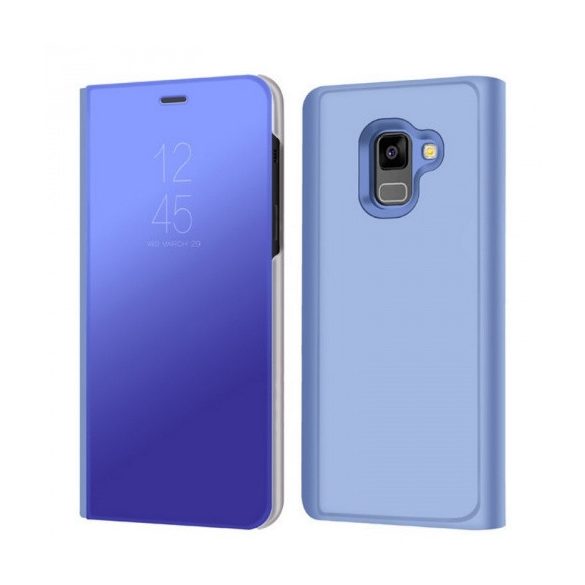 Samsung Galaxy A8 (2018) SM-A530F, Oldalra nyíló tok, hívás mutatóval, Smart View Cover, kék (utángyártott)