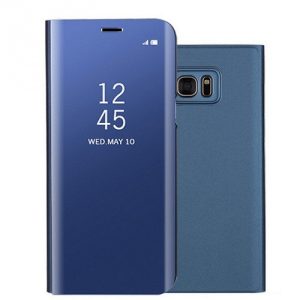 Samsung Galaxy S7 Edge SM-G935, Oldalra nyíló tok, hívás mutatóval, Smart View Cover, kék (utángyártott)