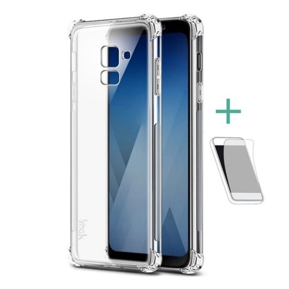 Samsung Galaxy A8 (2018) SM-A530F, TPU szilikon tok, közepesen ütésálló, légpárnás sarok, IMAK, átlátszó
