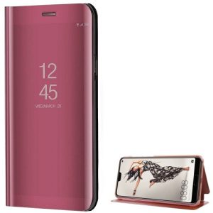 Huawei P Smart / Enjoy 7S, Oldalra nyíló tok, hívás mutatóval, Smart View Cover, vörösarany (utángyártott)