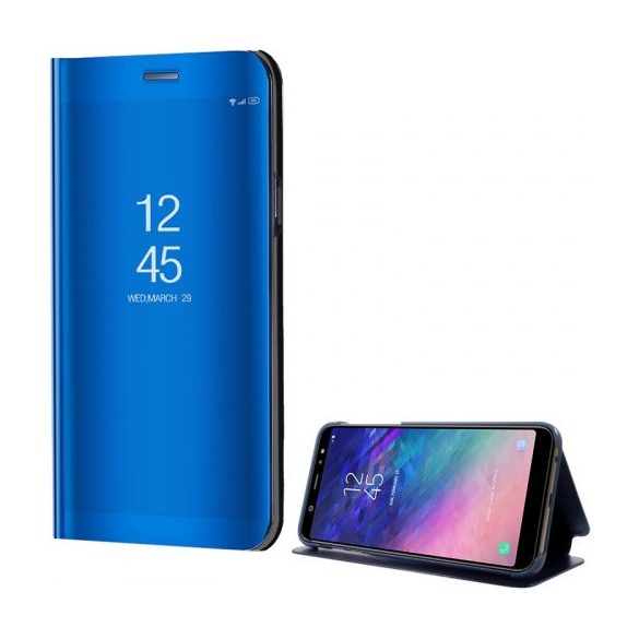 Samsung Galaxy A6 Plus (2018) SM-A605F, Oldalra nyíló tok, hívás mutatóval, Smart View Cover, kék (utángyártott)