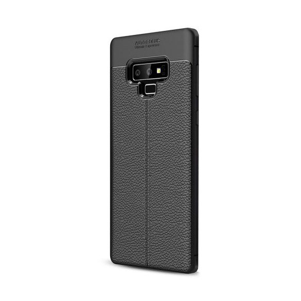 Samsung Galaxy Note 9 SM-N960, TPU szilikon tok, bőrhatású, varrásminta, fekete