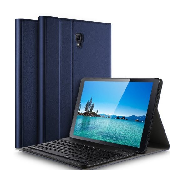 Samsung Galaxy Tab A 10.5 (2018) SM-T590 / T595, Bluetooth billentyűzetes mappa tok, sötétkék