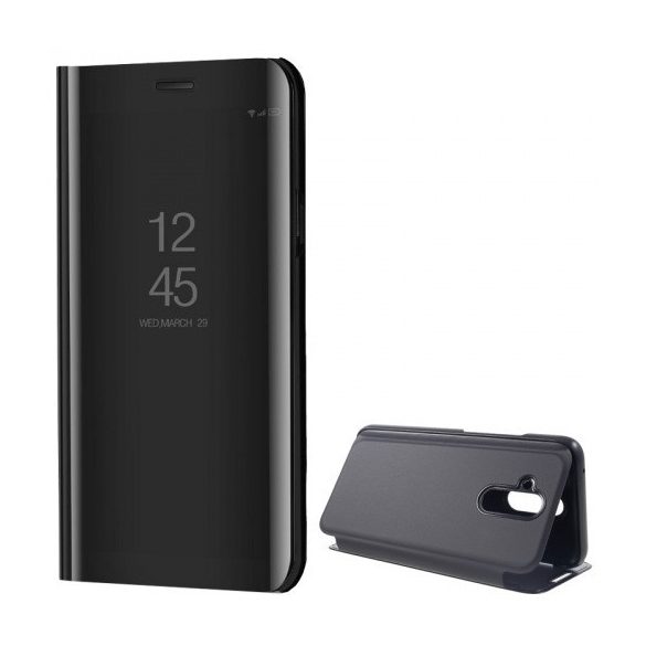 Huawei Mate 20 Lite, Oldalra nyíló tok, hívás mutatóval, Smart View Cover, fekete (utángyártott)