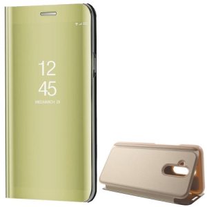 Huawei Mate 20 Lite, Oldalra nyíló tok, hívás mutatóval, Smart View Cover, arany (utángyártott)