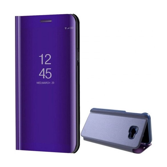 Samsung Galaxy J4 Plus (2018) SM-J415F, Oldalra nyíló tok, hívás mutatóval, Smart View Cover, lila (utángyártott)