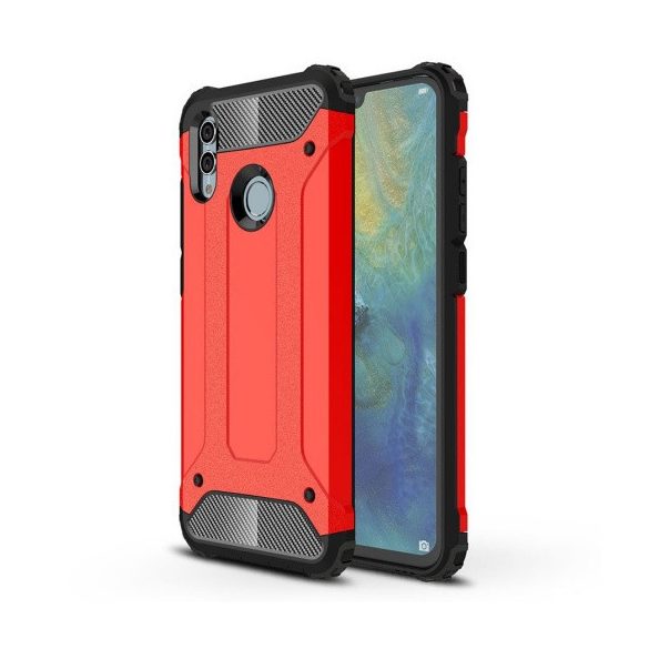 Huawei P Smart (2019) / Honor 10 Lite, Műanyag hátlap védőtok, Defender, fémhatású, piros
