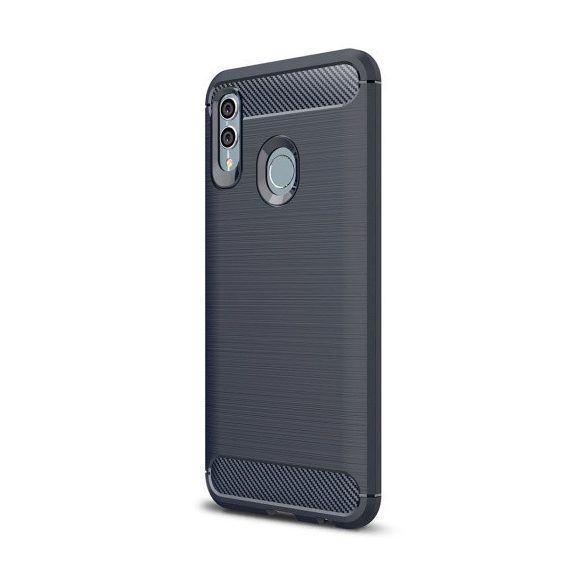 Huawei P Smart (2019) / Honor 10 Lite, TPU szilikon tok, közepesen ütésálló, szálcsiszolt, karbon minta, sötétkék