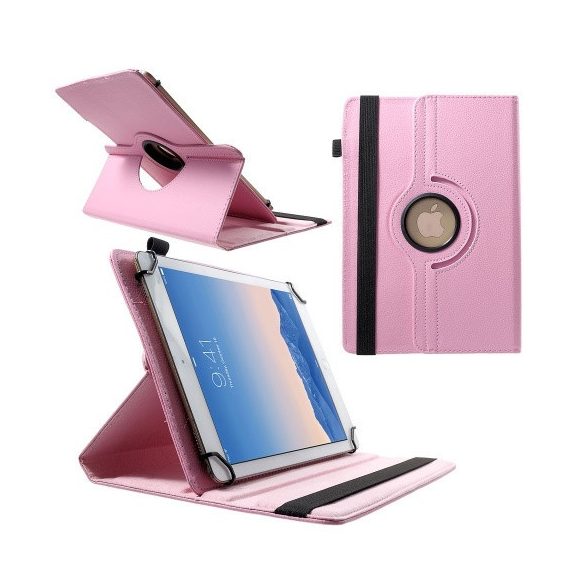 Univerzális TabletPC tok, mappa tok, 9-10", stand, elforgatható (360°), rózsaszín