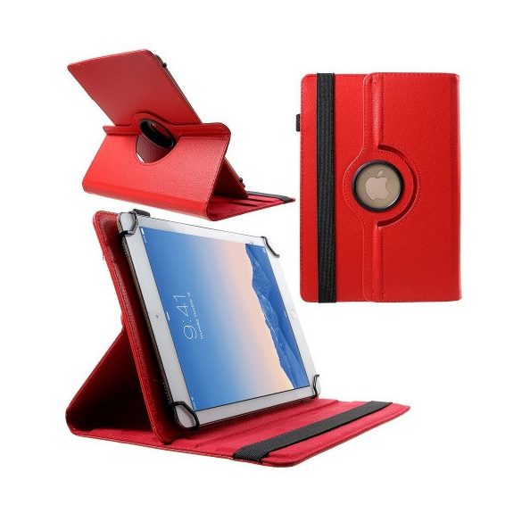Univerzális TabletPC tok, mappa tok, 9-10", stand, elforgatható (360°), piros