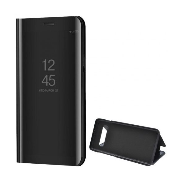 Samsung Galaxy S10 Plus SM-G975, Oldalra nyíló tok, hívás mutatóval, Smart View Cover, fekete (utángyártott)