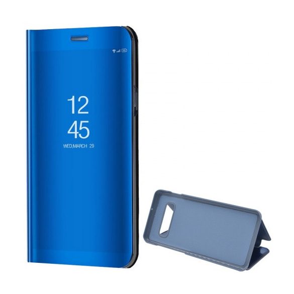 Samsung Galaxy S10 Plus SM-G975, Oldalra nyíló tok, hívás mutatóval, Smart View Cover, sötétkék (utángyártott)