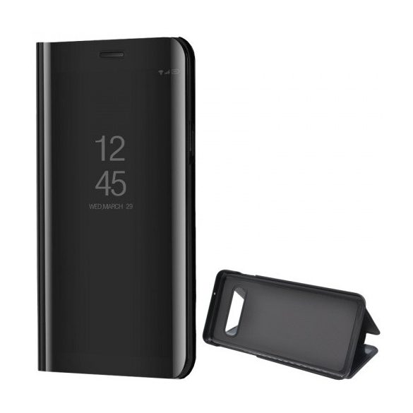 Samsung Galaxy S10 SM-G973, Oldalra nyíló tok, hívás mutatóval, Smart View Cover, fekete (utángyártott)