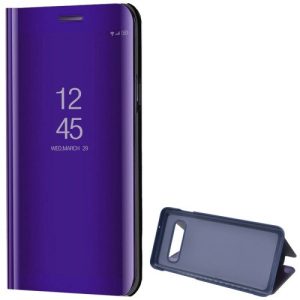 Samsung Galaxy S10 SM-G973, Oldalra nyíló tok, hívás mutatóval, Smart View Cover, lila (utángyártott)