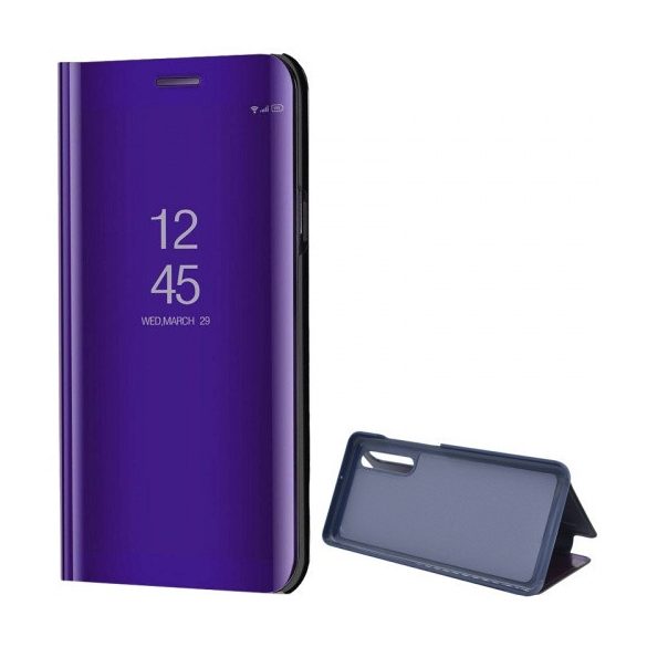 Huawei P30, Oldalra nyíló tok, hívás mutatóval, Smart View Cover, lila (utángyártott)