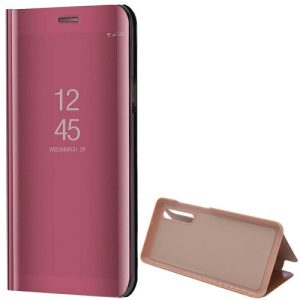 Huawei P30, Oldalra nyíló tok, hívás mutatóval, Smart View Cover, vörösarany (utángyártott)