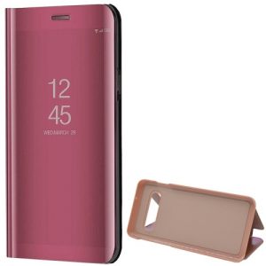 Samsung Galaxy S10 SM-G973, Oldalra nyíló tok, hívás mutatóval, Smart View Cover, vörösarany (utángyártott)
