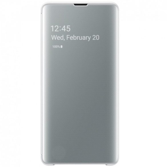 Samsung Galaxy S10e SM-G970, Oldalra nyíló tok, hívás mutatóval, Clear View Cover, fehér, gyári