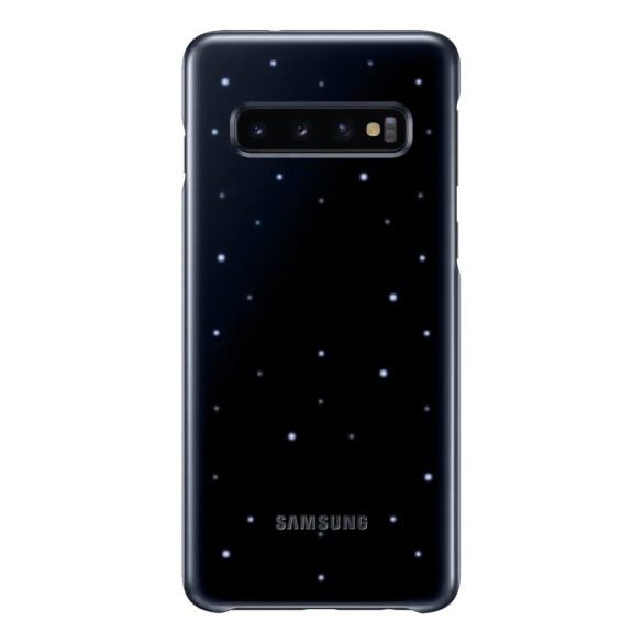 Samsung Galaxy S10 SM-G973, Műanyag hátlap védőtok, ultravékony, LED világítás, fekete, gyári