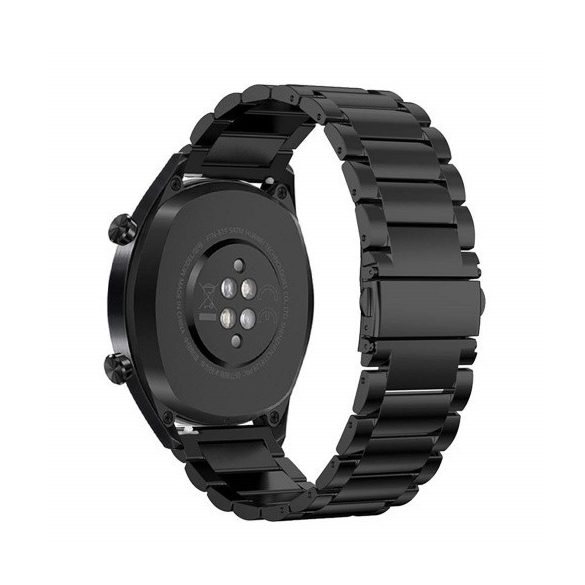 Huawei Watch GT / Honor Watch Magic, fém pótszíj, rozsdamentes acél, állítható, fekete