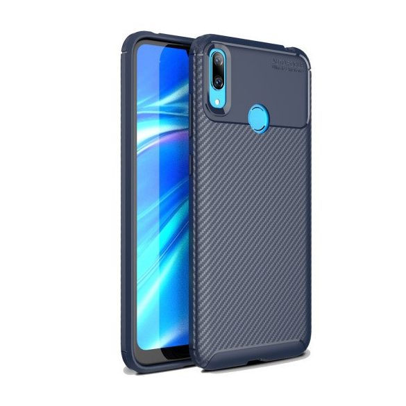 Huawei Y7 (2019) / Y7 Prime (2019), Szilikon tok, közepesen ütésálló, légpárnás sarok, karbon minta, kék