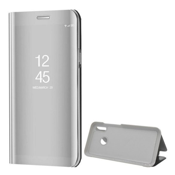 Huawei P Smart (2019) / Honor 10 Lite, Oldalra nyíló tok, hívás mutatóval, Smart View Cover, ezüst (utángyártott)