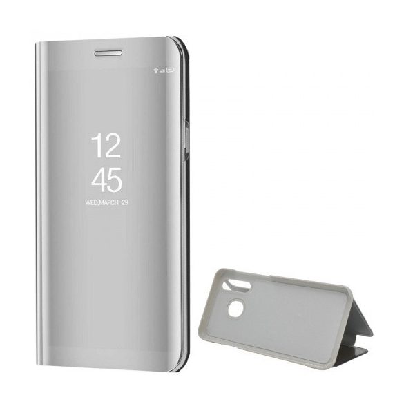 Samsung Galaxy A50 / A50s / A30s, Oldalra nyíló tok, hívás mutatóval, Smart View Cover, ezüst (utángyártott)