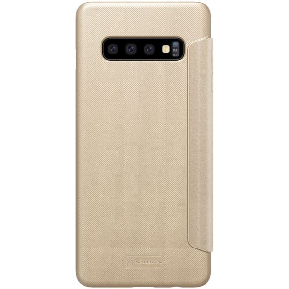 Samsung Galaxy S10 SM-G973, Oldalra nyíló tok, Nillkin Sparkle, arany