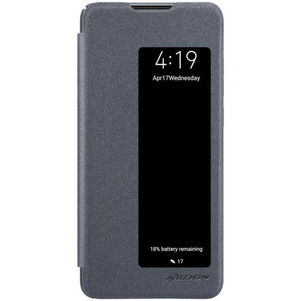 Huawei P30, Oldalra nyíló tok, hívás mutatóval, Nillkin Sparkle, sötétszürke