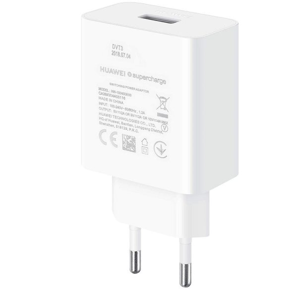 Hálózati töltő adapter, 40W, USB aljzat, USB Type-C kábellel, gyorstöltés, Huawei CP84, fehér, gyári