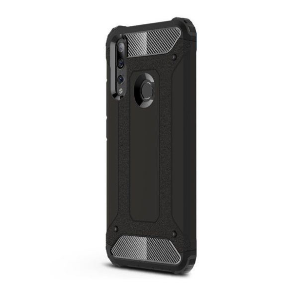 Huawei P Smart Z, Műanyag hátlap védőtok, Defender, fémhatású, fekete
