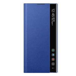 Samsung Galaxy Note 10 Plus / 10 Plus 5G SM-N975 / N976, Oldalra nyíló tok, hívás mutatóval, Clear View Cover, kék, gyári