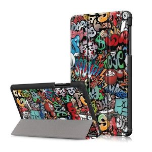 Samsung Galaxy Tab A 8.0 (2019) SM-T290 / T295, mappa tok, graffiti minta, Trifold, színes