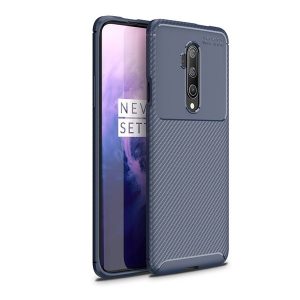 OnePlus 7T Pro, Szilikon tok, közepesen ütésálló, légpárnás sarok, karbon minta, kék