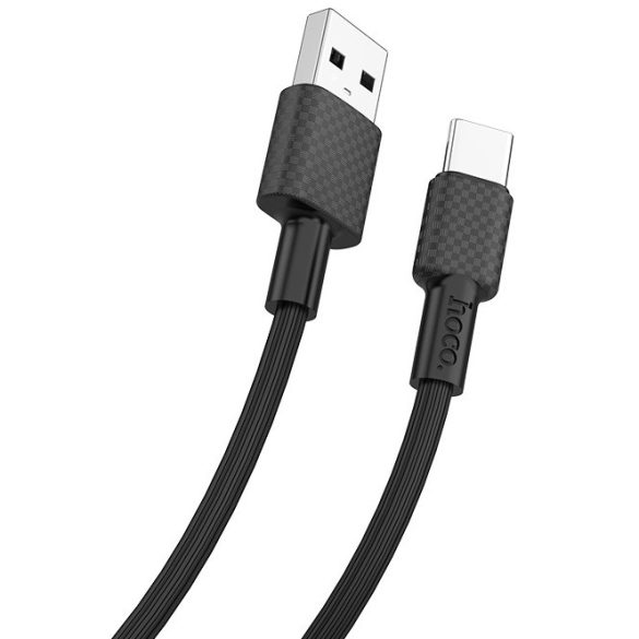 USB töltő- és adatkábel, USB Type-C, 100 cm, 2000 mA, törésgátlóval, gyorstöltés, karbon minta, Hoco X29 Superior, fekete