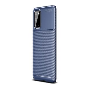 Samsung Galaxy S20 / S20 5G SM-G980 / G981, Szilikon tok, közepesen ütésálló, légpárnás sarok, karbon minta, kék