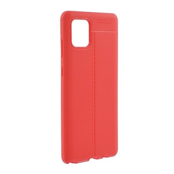Samsung Galaxy Note 10 Lite SM-N770, Szilikon tok, bőrhatású, varrásminta, piros